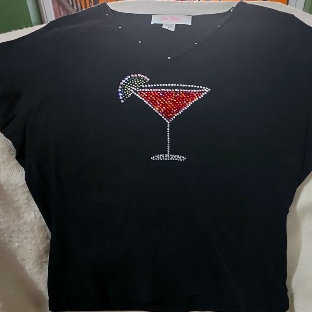 NWOT "Cosmo Girl" Swarovski Crysal Novelty Tee Sz S